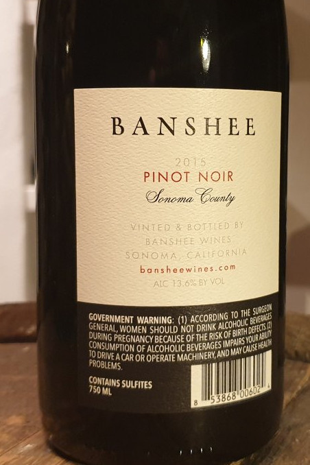 Pinot Noir 2015, fra Banshee Wines i Sonoma County