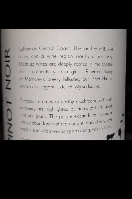 Moobuzz, Pinot Noir 2014, Monterey, Central Coast Californien 14%